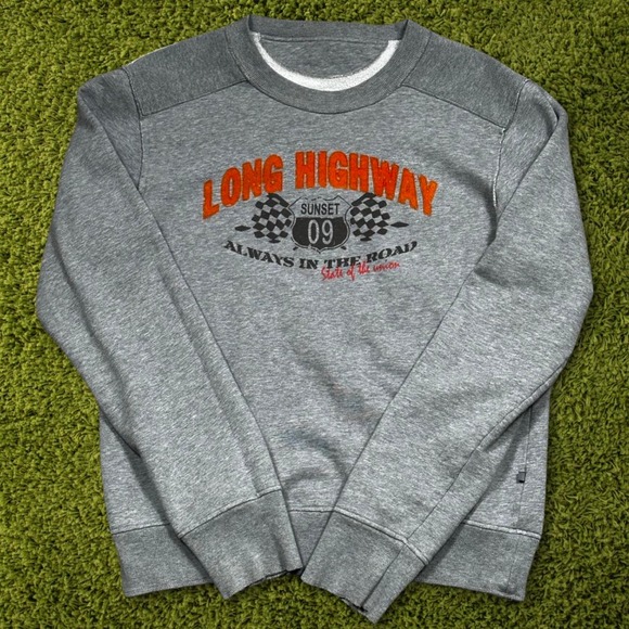 Vintage Long Highway 09 Faded Grey Orange Sweatshirt - Picture 1 of 6